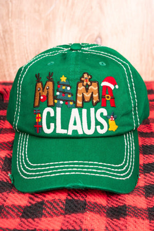 Distressed Kelly Green 'Mama Claus' Cap - Wholesale Accessory Market