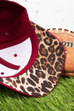 Crimson Leopard Football Snapback Cap - Wholesale Accessory Market