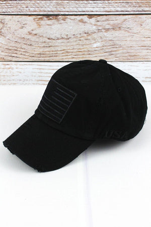 Distressed Black Subdued Flag Tactical Operator Cap - Wholesale Accessory Market
