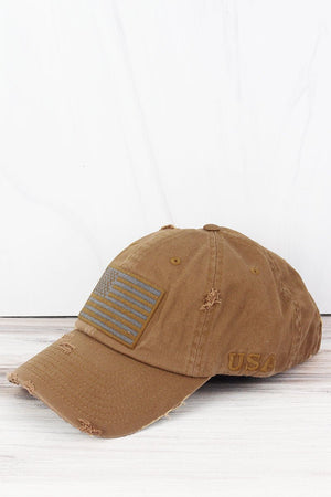 Distressed Timber Brown Subdued Flag Tactical Operator Cap - Wholesale Accessory Market