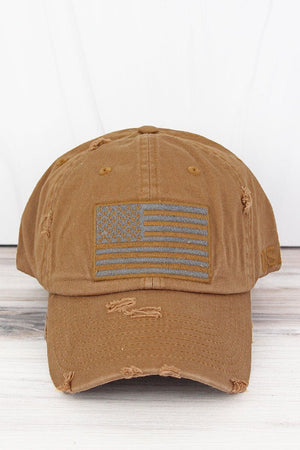 Distressed Timber Brown Subdued Flag Tactical Operator Cap - Wholesale Accessory Market