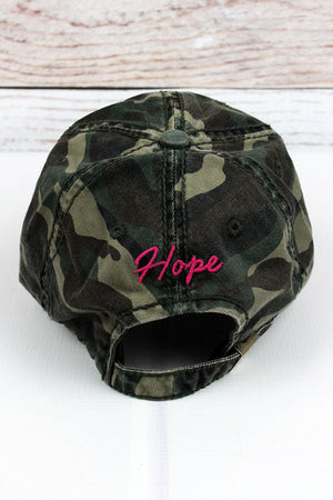 Distressed Camo with Pink Ribbon Cap - Wholesale Accessory Market