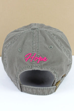 Distressed Steel Gray with Pink Ribbon Cap - Wholesale Accessory Market