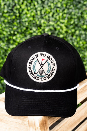 Black 'Born To Golf Forced To Work' Rope Snapback Cap - Wholesale Accessory Market