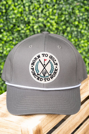 Light Gray 'Born To Golf Forced To Work' Rope Snapback Cap - Wholesale Accessory Market
