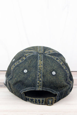 Distressed Blue Wash Denim 'Lucky' Cap - Wholesale Accessory Market