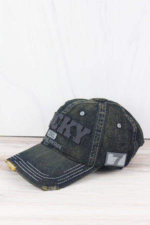 Distressed Blue Wash Denim 'Lucky' Cap - Wholesale Accessory Market