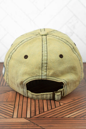 Distressed Khaki Wash Denim 'Lucky' Cap - Wholesale Accessory Market