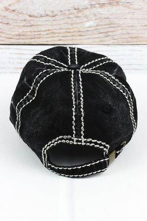 Distressed Black 'America' Cap - Wholesale Accessory Market