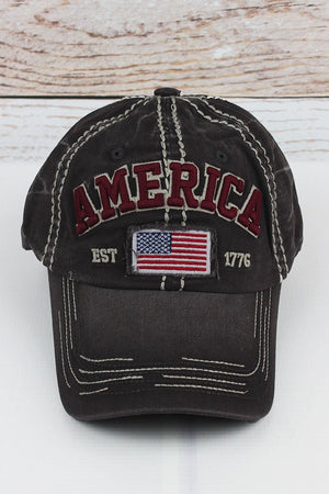 Distressed Dark Gray 'America' Cap - Wholesale Accessory Market