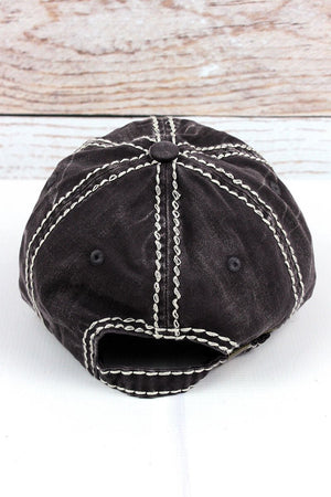 Distressed Dark Gray 'America' Cap - Wholesale Accessory Market