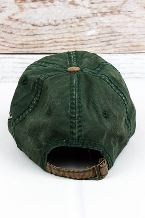 Distressed Dark Green 'Ride' Cap - Wholesale Accessory Market