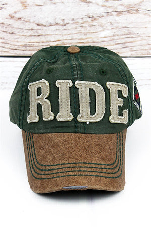Distressed Dark Green 'Ride' Cap - Wholesale Accessory Market