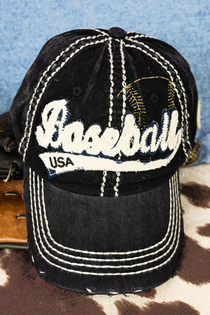 Distressed Black 'Baseball' Cap - Wholesale Accessory Market