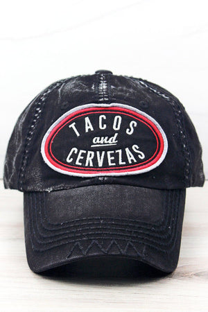 Black 'Tacos And Cervezas' Zig-Zag Stitch Cap - Wholesale Accessory Market