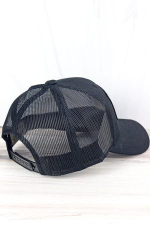 Black with Thin Blue Line Black Flag Patch Mesh Cap - Wholesale Accessory Market