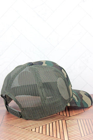 Camo with Black Flag Patch Mesh Cap - Wholesale Accessory Market