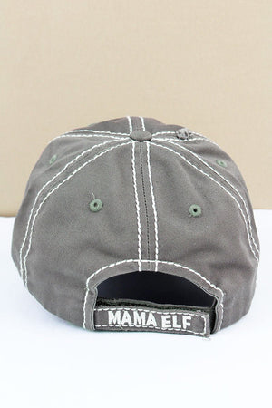 Distressed Steel Gray 'Mama Elf' Plaid Cap - Wholesale Accessory Market