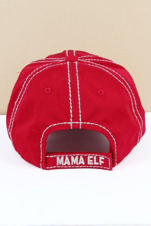 Distressed Red 'Mama Elf' Plaid Cap - Wholesale Accessory Market