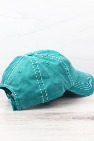 Distressed Turquoise 'Just A Small Town Girl' Cap - Wholesale Accessory Market