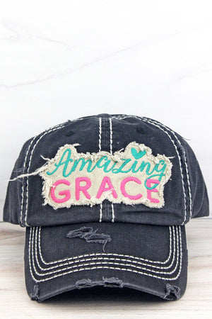 Distressed Black 'Amazing Grace' Cap - Wholesale Accessory Market