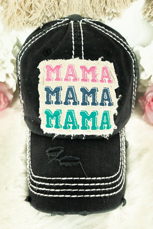 Distressed Black Stacked Mama Cap - Wholesale Accessory Market