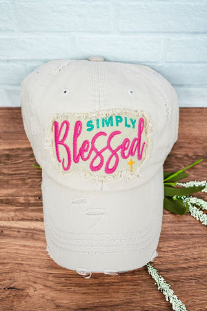 Distressed Stone 'Simply Blessed' Cap - Wholesale Accessory Market