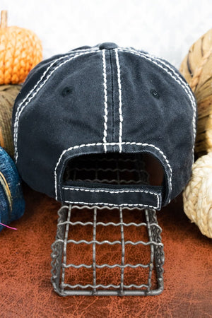Distressed Black 'Momster' Cap - Wholesale Accessory Market