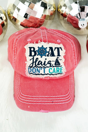 Distressed Salmon 'Boat Hair Don't Care' Cap - Wholesale Accessory Market