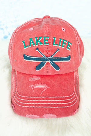 Distressed Salmon 'Lake Life' Cap - Wholesale Accessory Market