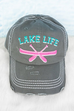 Distressed Steel Gray 'Lake Life' Cap - Wholesale Accessory Market