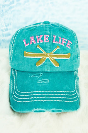 Distressed Turquoise 'Lake Life' Cap - Wholesale Accessory Market