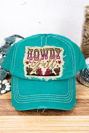 Distressed Turquoise 'Howdy Y'all' Cap - Wholesale Accessory Market