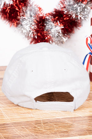 Distressed White 'God Bless' America Cap - Wholesale Accessory Market