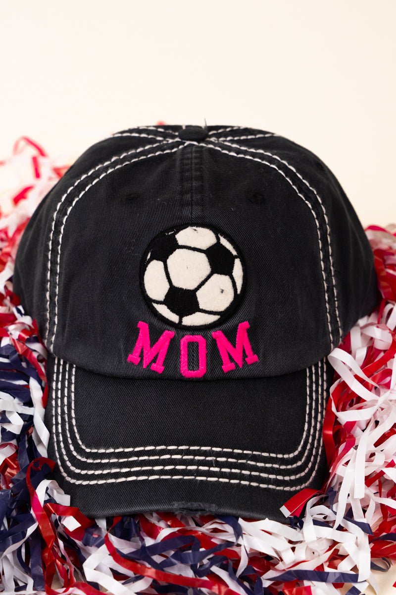 Distressed Black 'Soccer Mom' Cap Wholesale Accessory Market