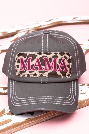 Distressed Steel Gray 'Mama' Cow Cap - Wholesale Accessory Market