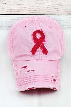 Distressed Pink with Pink Ribbon Cap - Wholesale Accessory Market