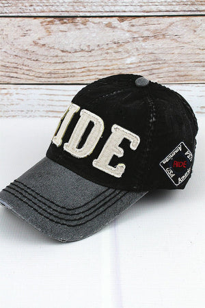 Distressed Black 'Ride' Cap - Wholesale Accessory Market