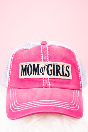 Hot Pink 'Mom Of Girls' Mesh Cap - Wholesale Accessory Market