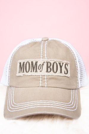 Khaki 'Mom Of Boys' Mesh Cap - Wholesale Accessory Market