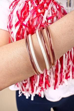 Refuse To Lose Red and White Glitter Jelly Tube Bracelet Set - Wholesale Accessory Market