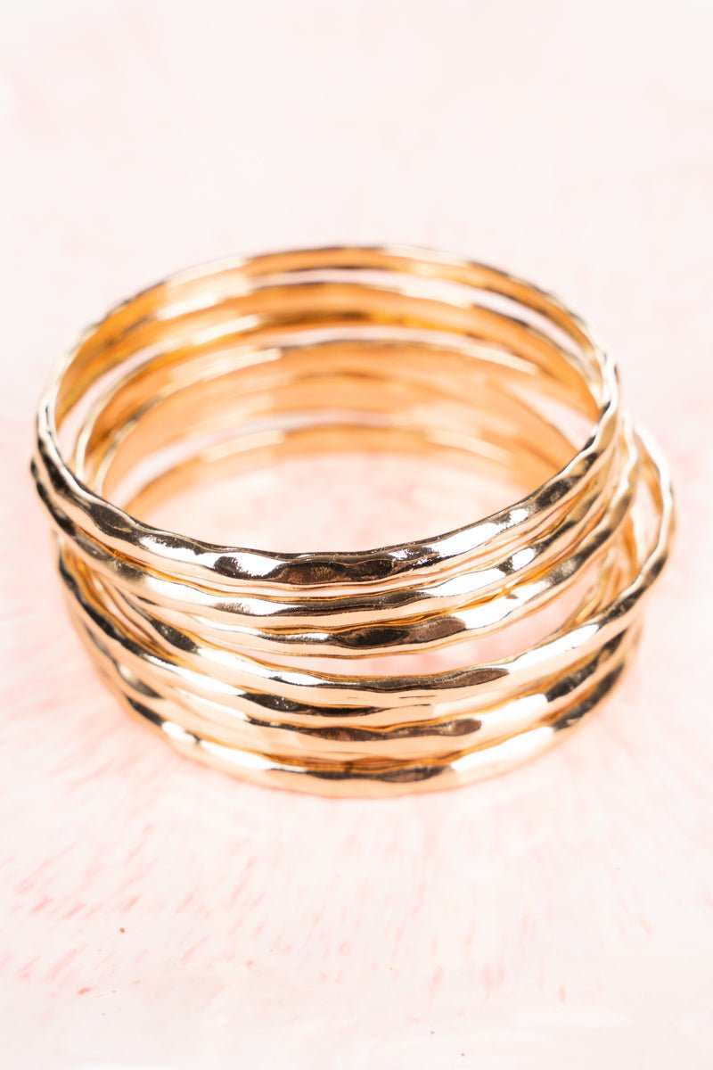 Harlow Hammered Antique Goldtone Bangle Set - Wholesale Accessory Market