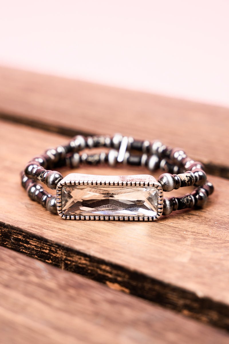 Black Atmore Silvertone Beaded Bracelet Set - Wholesale Accessory Market
