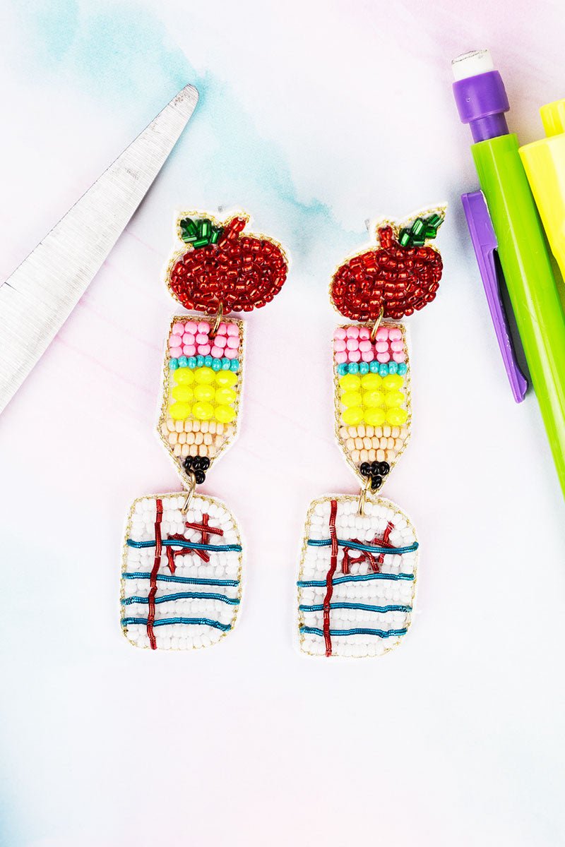 Grading Papers Seed Bead Earrings - Wholesale Accessory Market