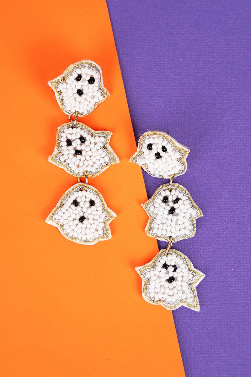 Ghosts Gather Here White Seed Bead Earrings Wholesale Accessory Market