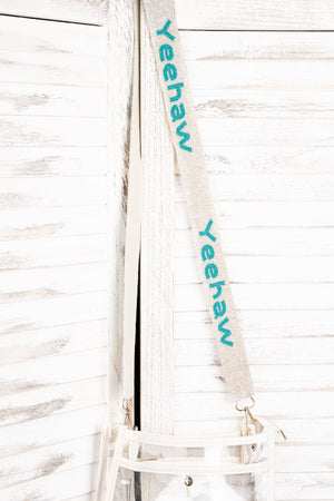 Silver and Turquoise 'Yeehaw' Seed Bead Bag Strap - Wholesale Accessory Market