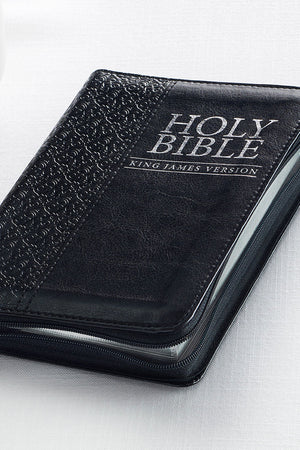 Black LuxLeather Zippered Compact KJV Bible - Wholesale Accessory Market