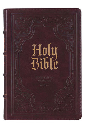 Brown LuxLeather Giant Print KJV Full-Size Bible with Thumb Index - Wholesale Accessory Market