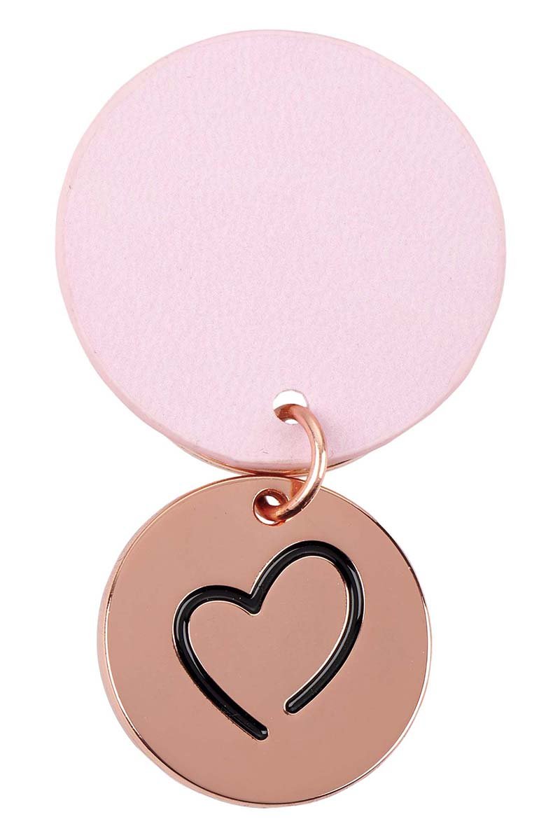 Rose Goldtone 'Be Grateful' and Pink Faux Leather Layered Disk Keyring - Wholesale Accessory Market