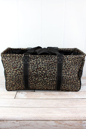 NGIL Leopard Love Collapsible Haul-It-All Basket with Mesh Pockets - Wholesale Accessory Market